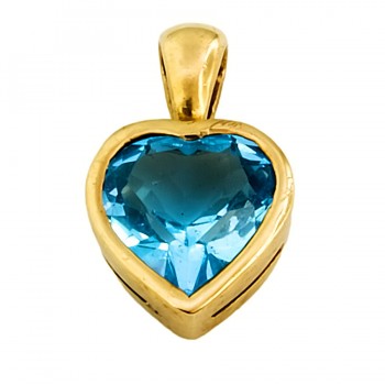 9ct gold Blue Topaz Heart Pendant